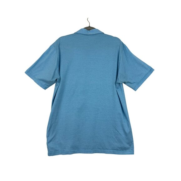 Peter Millar Shirt Men's Large Collared Short Sleeve Golf Polo Blue Mini Stripe - Picture 2 of 12